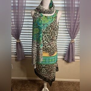 Mishka by Sienna Rose Leopard and Paisley Asymmetrical Dress and Scarf